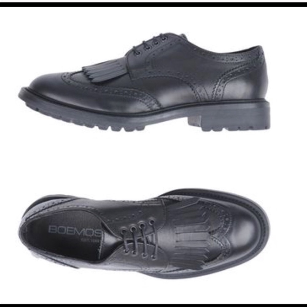 BOEMOS lace up black Italian leather Oxford shoes